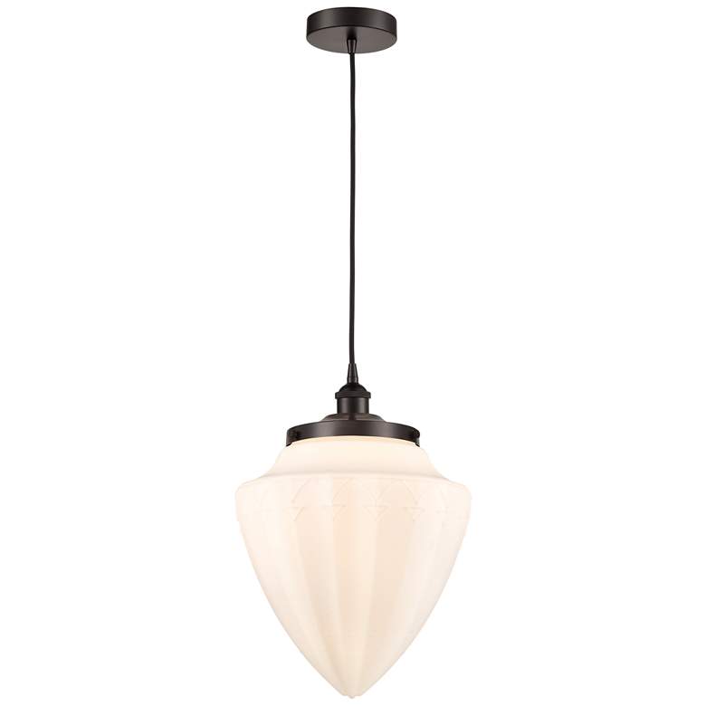 Image 1 Bullet 12" Oil Rubbed Bronze Mini Pendant w/ Matte White Shade