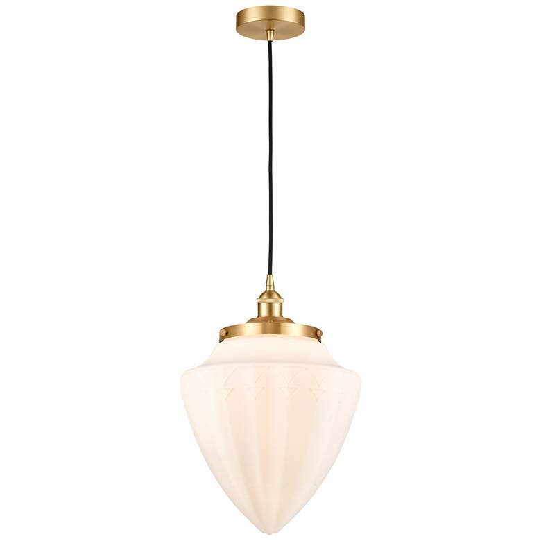 Image 1 Bullet 12" Satin Gold Mini Pendant w/ Matte White Shade