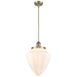 Bullet 12" Wide Antique Brass Mini Pendant With Matte White Shade