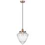 Bullet 12" Wide Antique Copper Corded Mini Pendant With Seedy Shade