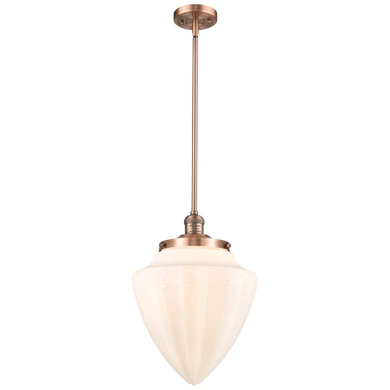 Image 1 Bullet 12" Wide Antique Copper Mini Pendant With Matte White Shade
