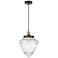 Bullet 12" Wide Black Brass Corded Mini Pendant With Seedy Shade