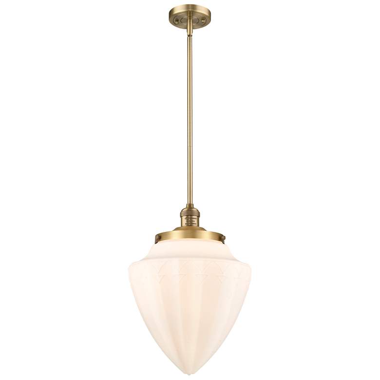 Image 1 Bullet 12" Wide Brushed Brass Mini Pendant With Matte White Shade