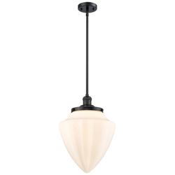 Bullet 12" Wide Matte Black Stem Hung Mini Pendant With Matte White Sh