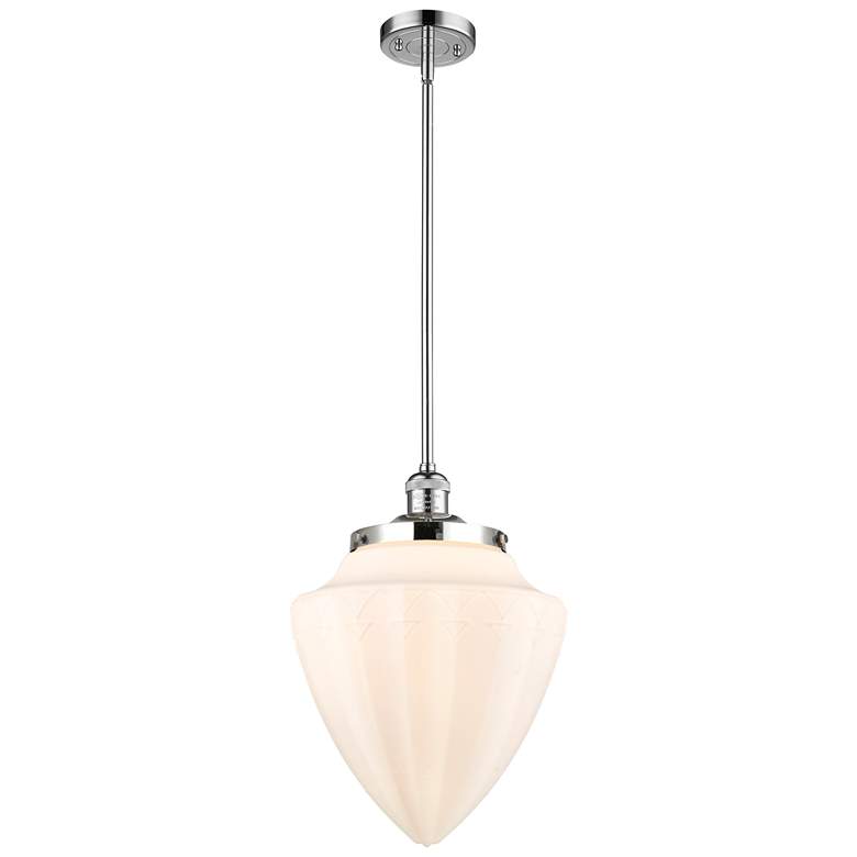 Image 1 Bullet 12 inch Wide Polished Chrome Stem Hung Mini Pendant With White Shad