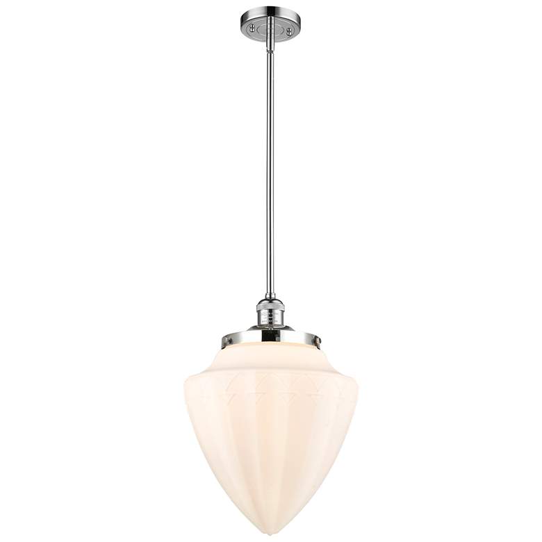 Image 1 Bullet 12" Wide Polished Chrome Stem Hung Mini Pendant With White Shad