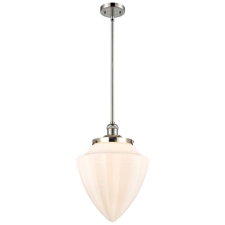 Image 1 Bullet 12 inch Wide Polished Nickel Mini Pendant With Matte White Shade