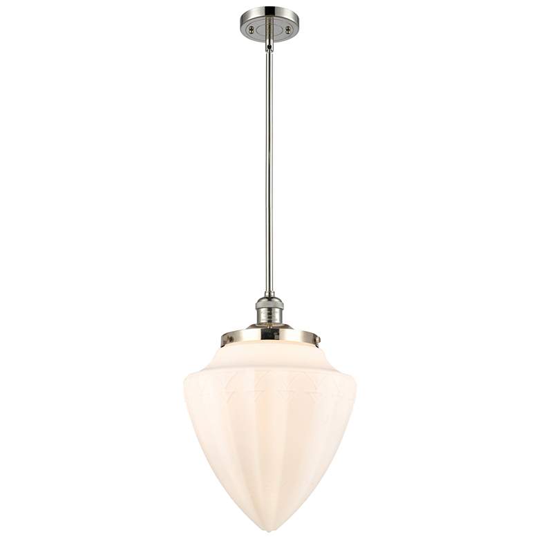 Image 1 Bullet 12" Wide Polished Nickel Mini Pendant With Matte White Shade