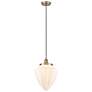 Bullet 12"W Antique Brass Corded Mini Pendant w/ Matte White Shade