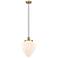 Bullet 12"W Antique Brass Corded Mini Pendant w/ Matte White Shade