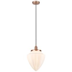 Bullet 12"W Antique Copper Corded Mini Pendant w/ Matte White Shade