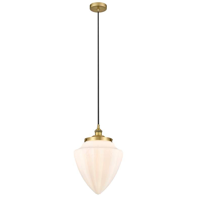 Image 1 Bullet 12"W Brushed Brass Corded Mini Pendant w/ Matte White Shade