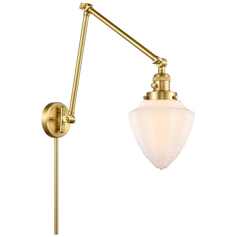 Image 1 Bullet 15.75" High Gold Double Extension Swing Arm w/ Matte White Shad