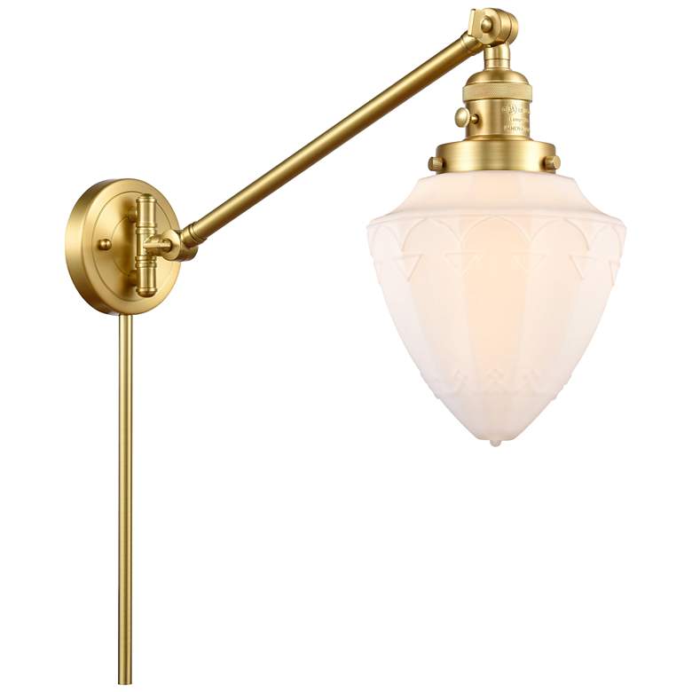 Image 1 Bullet 15.75" High Satin Gold Swing Arm w/ Matte White Shade