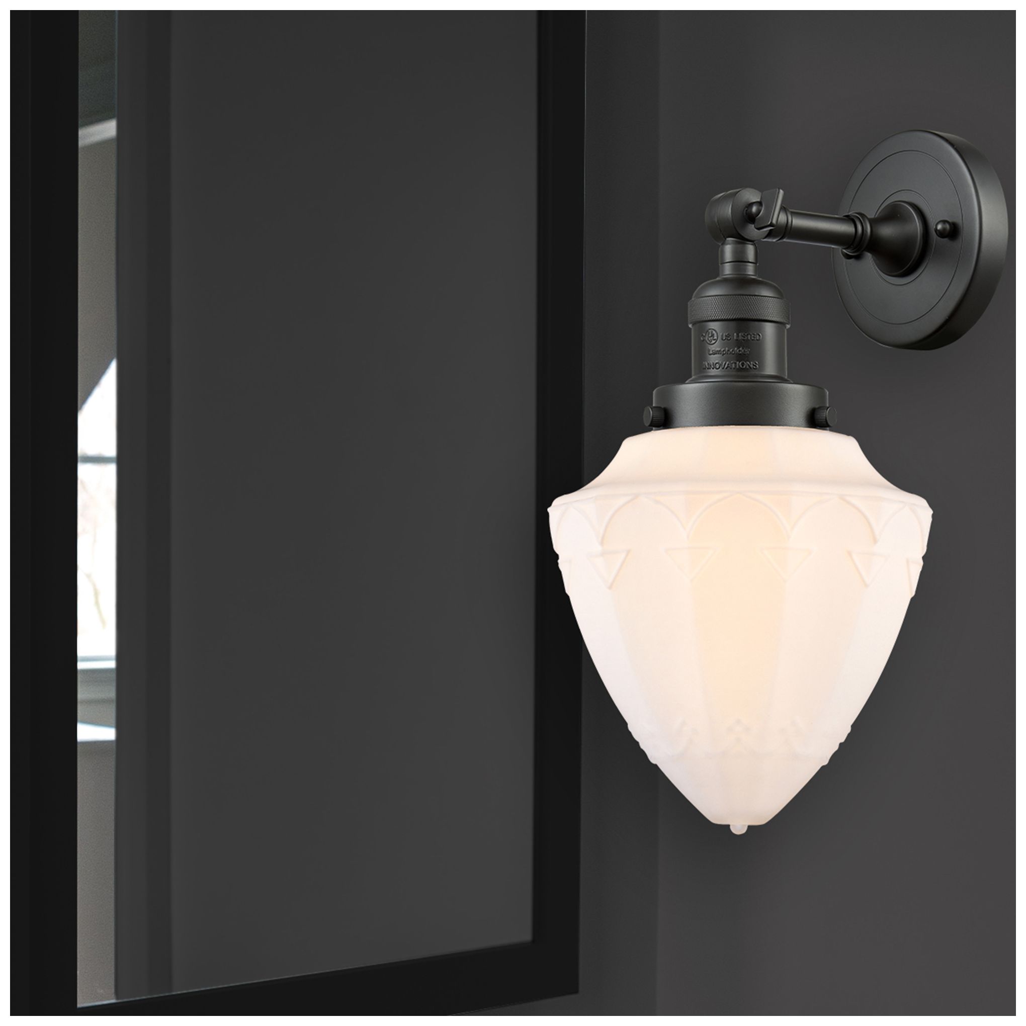 Thumbnail2 of Bullet 15" High Oil-Rubbed Bronze Wall Sconce w/ White Glass more views