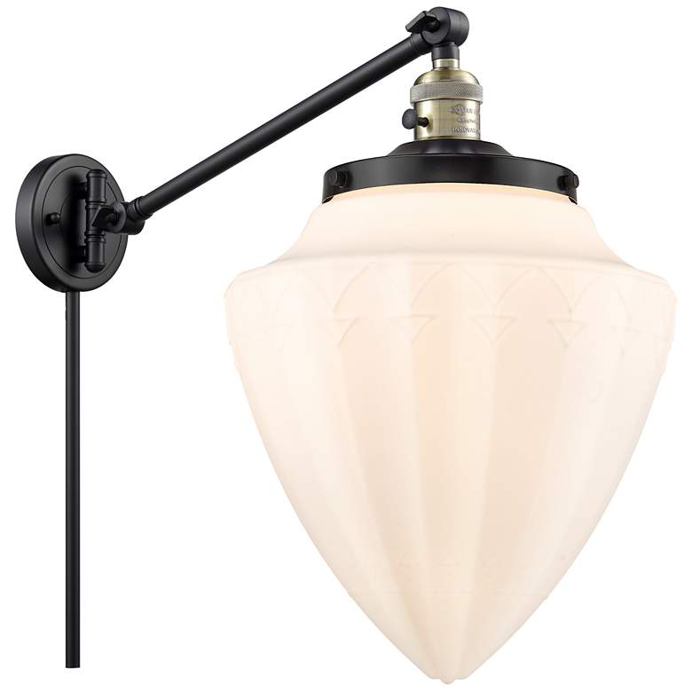 Image 1 Bullet 17.75" High Black Brass Swing Arm w/ Matte White Shade