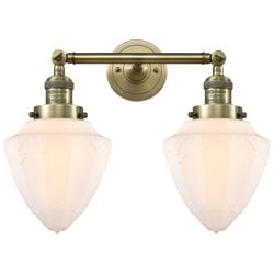 Bullet 18" 2-Light Antique Brass Bath Light w/ Matte White Shade