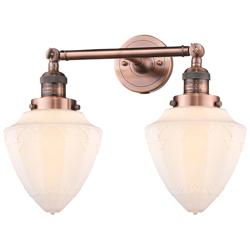 Bullet 18" 2-Light Antique Copper Bath Light w/ Matte White Shade