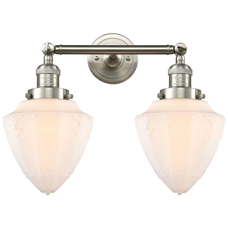 Image 1 Bullet 18" 2-Light Brushed Satin Nickel Bath Light w/ Matte White Shad