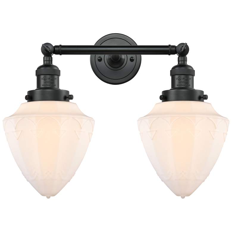 Image 1 Bullet 18" 2-Light Matte Black Bath Light w/ Matte White Shade