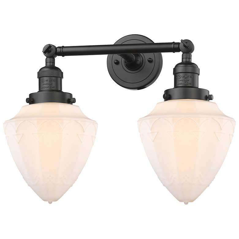 Image 1 Bullet 18" 2-Light Oil Rubbed Bronze Bath Light w/ Matte White Shade