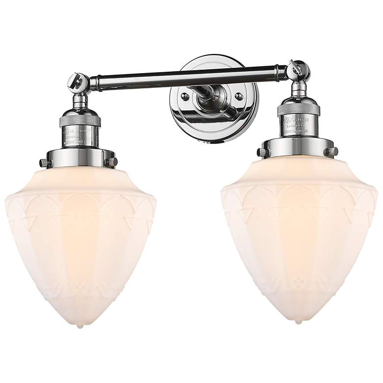 Image 1 Bullet 18" 2-Light Polished Chrome Bath Light w/ Matte White Shade
