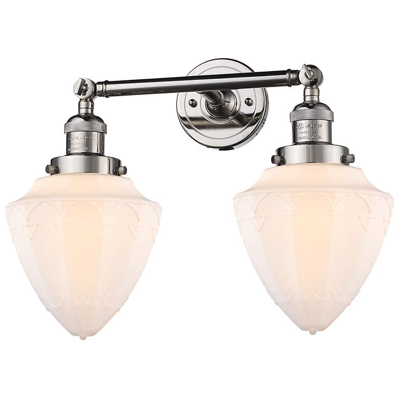 Image 1 Bullet 18" 2-Light Polished Nickel Bath Light w/ Matte White Shade