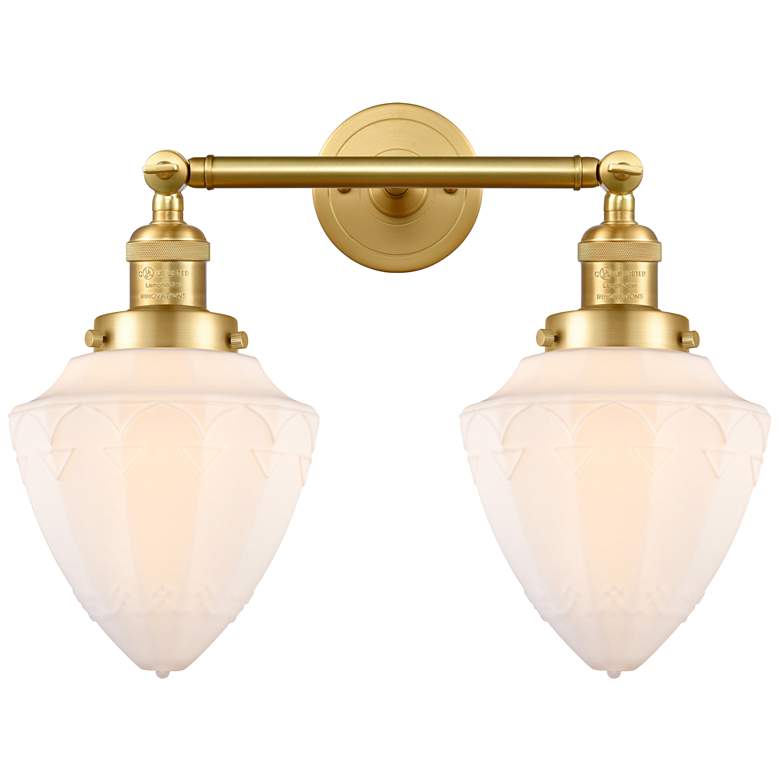 Image 1 Bullet 18" 2-Light Satin Gold Bath Light w/ Matte White Shade