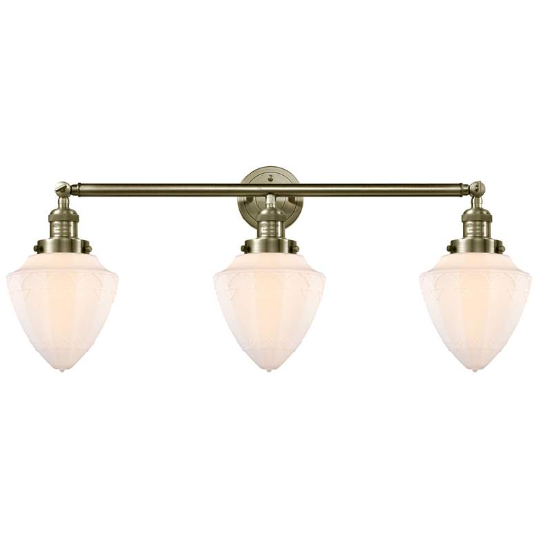 Image 1 Bullet 34" 3-Light Antique Brass Bath Light w/ Matte White Shade
