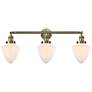 Bullet 34" 3-Light Antique Brass Bath Light w/ Matte White Shade