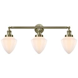 Bullet 34" 3-Light Antique Brass Bath Light w/ Matte White Shade