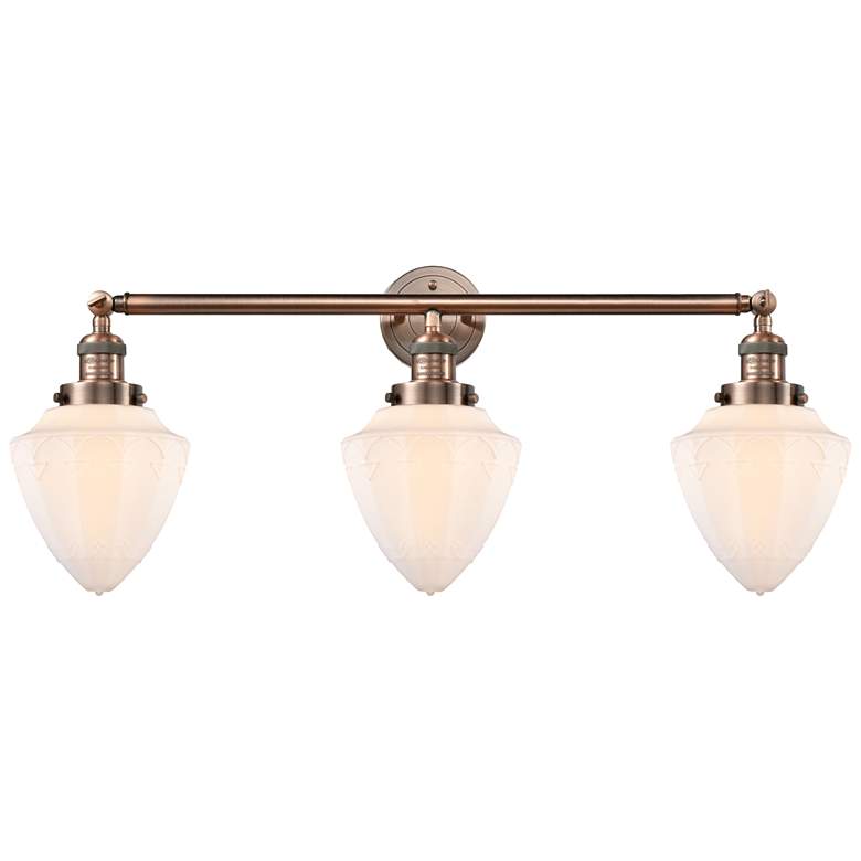 Image 1 Bullet 34" 3-Light Antique Copper Bath Light w/ Matte White Shade