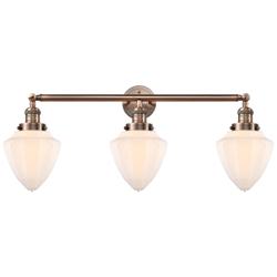 Bullet 34" 3-Light Antique Copper Bath Light w/ Matte White Shade