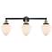 Bullet 34" 3-Light Black Antique Brass Bath Light w/ Matte White Shade