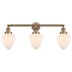 Bullet 34" 3-Light Brushed Brass Bath Light w/ Matte White Shade