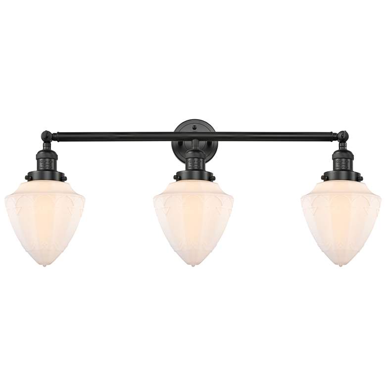 Image 1 Bullet 34" 3-Light Matte Black Bath Light w/ Matte White Shade