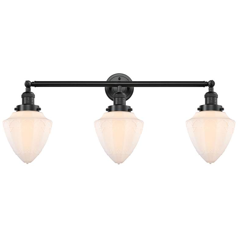 Image 1 Bullet 34" 3-Light Oil Rubbed Bronze Bath Light w/ Matte White Shade