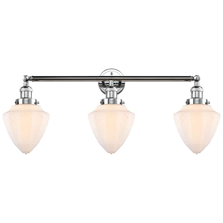 Image 1 Bullet 34" 3-Light Polished Chrome Bath Light w/ Matte White Shade