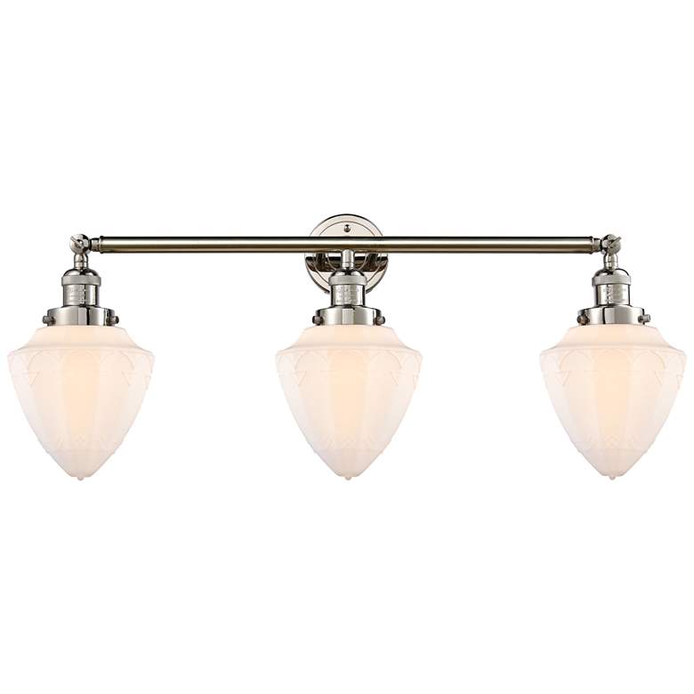 Image 1 Bullet 34" 3-Light Polished Nickel Bath Light w/ Matte White Shade