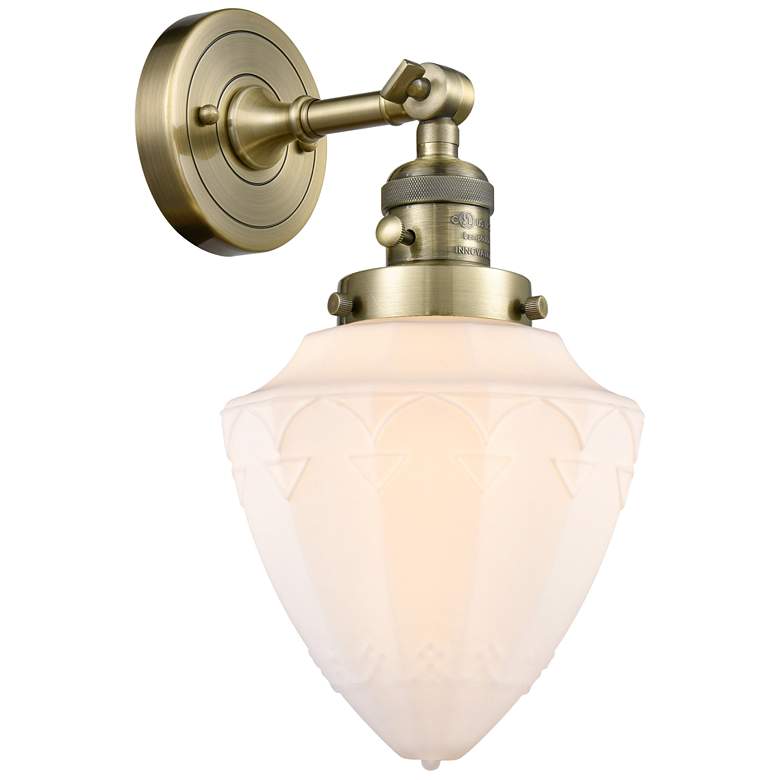 Image 1 Bullet 7" Antique Brass Sconce w/ Matte White Shade