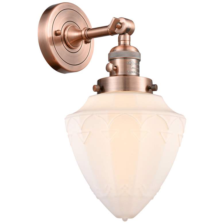 Image 1 Bullet 7" Antique Copper Sconce w/ Matte White Shade