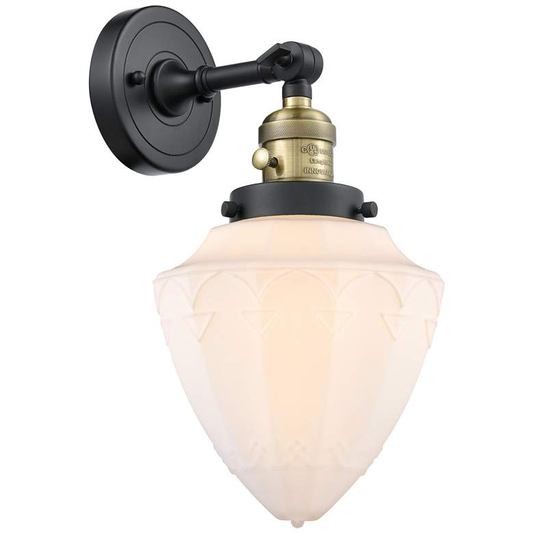 Image 1 Bullet 7" Black Antique Brass Sconce w/ Matte White Shade