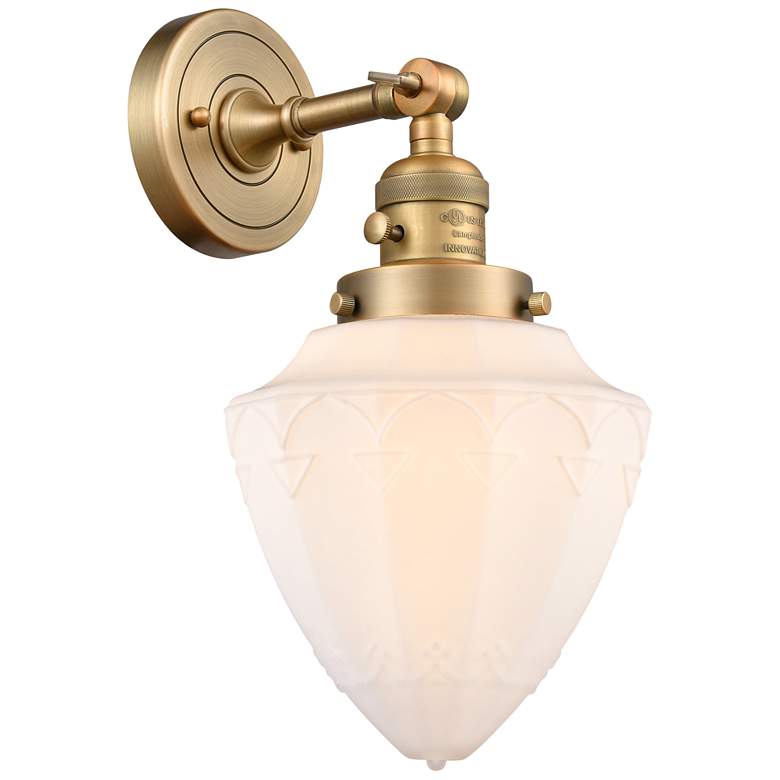 Image 1 Bullet 7" Brushed Brass Sconce w/ Matte White Shade