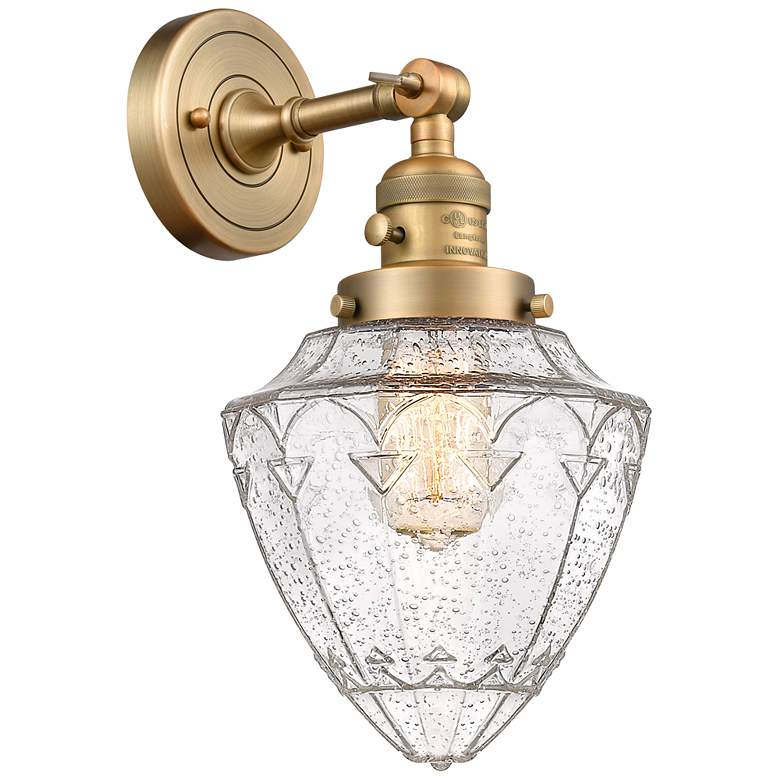 Image 1 Bullet 7" Brushed Brass Sconce w/ Seedy Shade