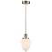 Bullet 7" Brushed Satin Nickel Cord Hung Mini Pendant w/ Matte White S