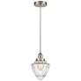 Bullet 7" Brushed Satin Nickel Cord Hung Mini Pendant w/ Seedy Shade
