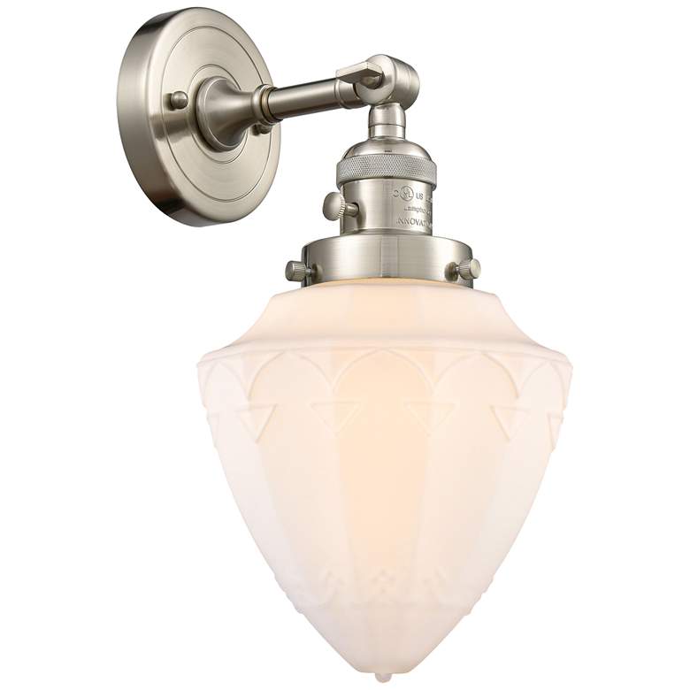 Image 1 Bullet 7" Brushed Satin Nickel Sconce w/ Matte White Shade