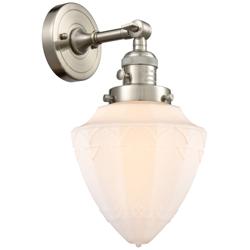 Bullet 7" Brushed Satin Nickel Sconce w/ Matte White Shade