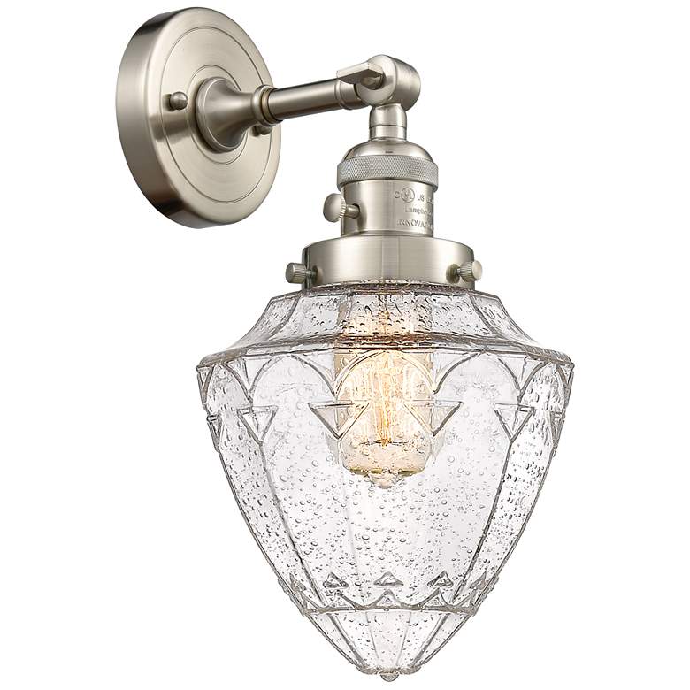Image 1 Bullet 7" Brushed Satin Nickel Sconce w/ Seedy Shade