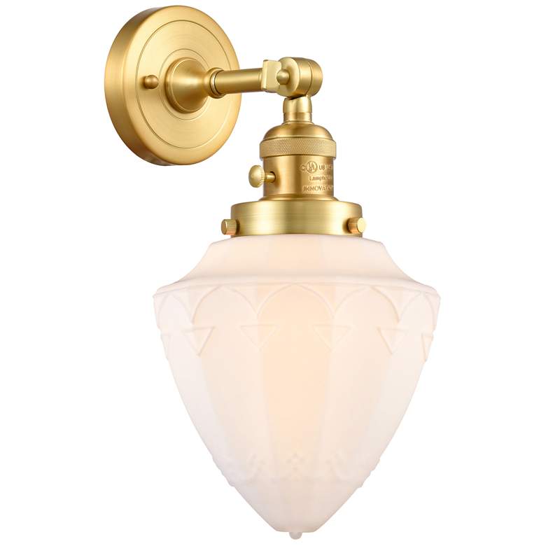 Image 1 Bullet 7" Satin Gold Sconce w/ Matte White Shade